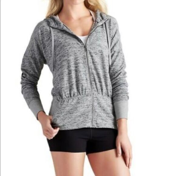 Athleta Womens  Heather Grey Batwing & Robin Thumbhole Full Zip Basic Jacket - Picture 2 of 16